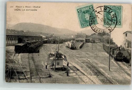 Irun 1909 - Bahnhof Briefmarken Bildseite