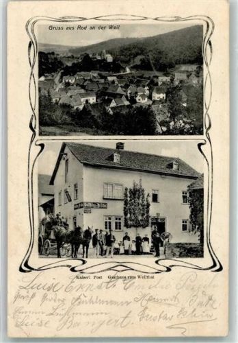 61276 W6395 Rod an der Weil Gebrauchsspuren Kaiserl. Post Postkutsche Gasthaus Zum Weilthal
