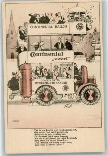 Werbung Continental Ballon Zwart Omnibus Billard Surrealismus