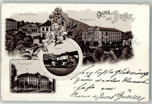 Most 1899 Schulturnhalle Bürgerschule Saras Sparkasse Vorläufer
