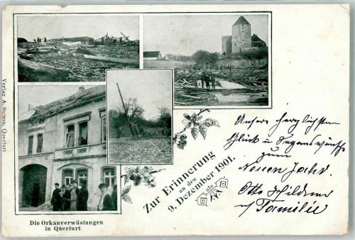 06268 O4240 Querfurt Gebrauchsspuren Unwetter Katastrophe Orakan Verwüstung Trümmer 9. Dezember 1901 Beschnitten