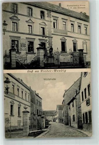 Niedermendig 1913 Gasthaus Zur Krone P. Jos. Doetsch Wollstraße
