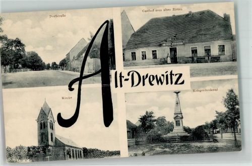 Küstrin Alt-Drewitz Gasthaus Zum alten Zieten Kriegerdenkmal Kirche Dorfstraße