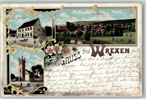Wrexen 1905 Gasthaus Kirche Lithographie
