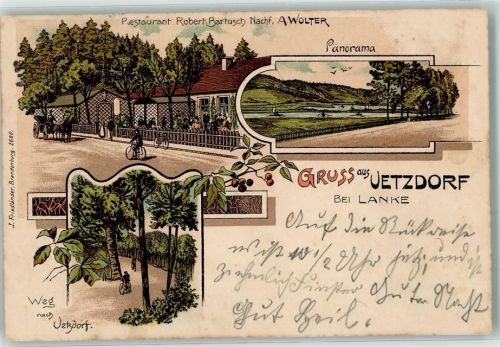 16348 O1281 Lanke 1901 Lithographie Uetzdorf Gasthaus Robert Bartusch Nachf. A. Wolter