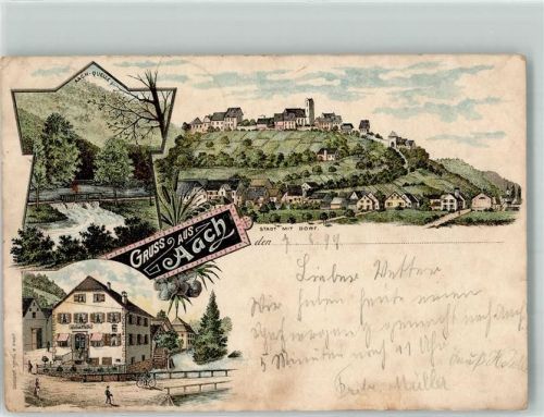 Aach 1899 Aach Quelle Gasthaus Lithographie