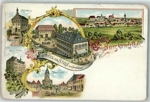 Burgkunstadt Rathaus Hotel Zum Stern Franz Hoffmann Idioten Anstalt Marktplatz Lithographie