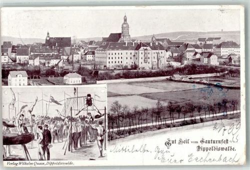 01744 O8230 Dippoldiswalde 1899 Gebrauchsspuren Gauturnfest Gut Heil Turner
