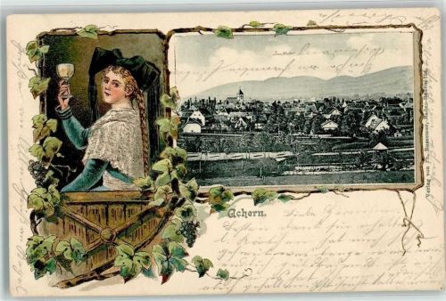 Achern 1903 Tracht Frau Markgräflerin Lithographie