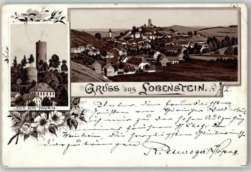 Lobenstein 1891 Alter Turm Lithographie Vorläufer