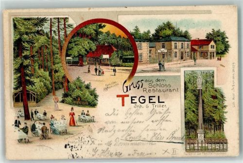 Tegel 1902 Gasthaus Schloss Restaurant G. Triller Denkmal der Familie Humbold