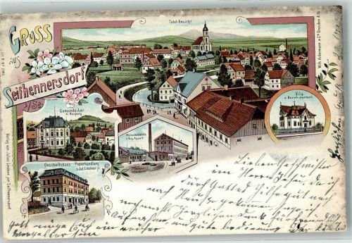 Seifhennersdorf 1903 Billa Bernh. Jentsch Holzschuhfabrik Aug. Appelt Gemeindeamt Burgberg Geschäftshaus Papierhandlung Jul. Lindner jr.