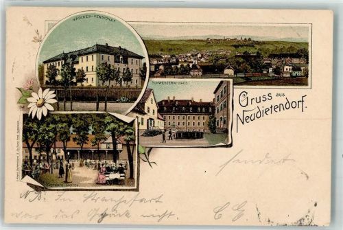 Neudietendorf 1898 Mädchen Pensionat Schwesternhaus Casthors Garten Gasthaus
