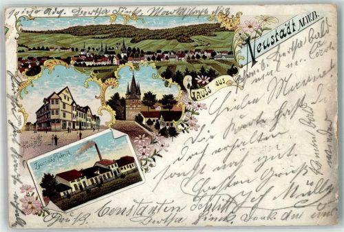 Neustadt 1901 Gasthaus Hess. Hof Zeisse'sche FAbrik