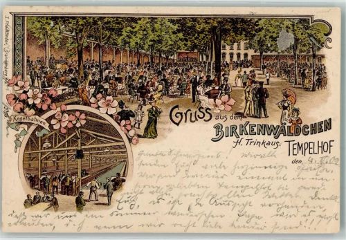 Tempelhof 1902 Gasthaus Birkenwäldchen H. Trinkaus Kegelbahn