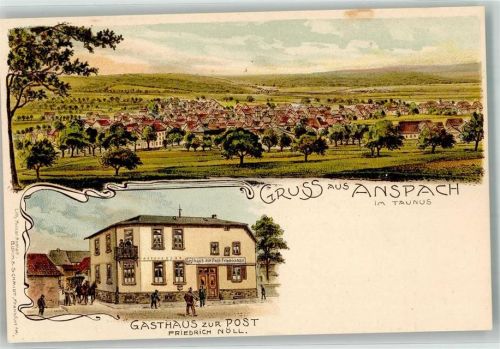 Anspach Gasthaus Zur Post Friedrich Nöll Lithographie