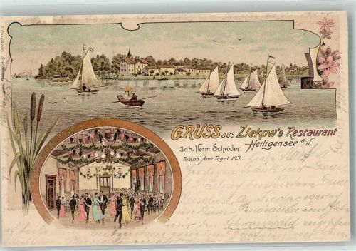 Heiligensee 1903 Ziekows Gasthaus Herm. Schröder Segelboote