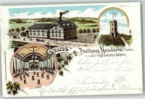 08543 O9903 Jocketa 1902 Lithographie Hotel Posthaus Charlottenturm