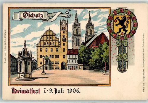 Oschatz Heimatfest 1906 Wappen Off. Festpostkarte