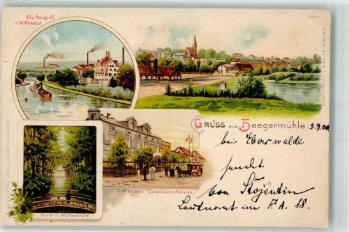 16225 O1300 Eberswalde 1900 Lithographie Heegermühle Villa Marggraf in Wolfswinkel Park C. Meyers Gesellschaftshaus