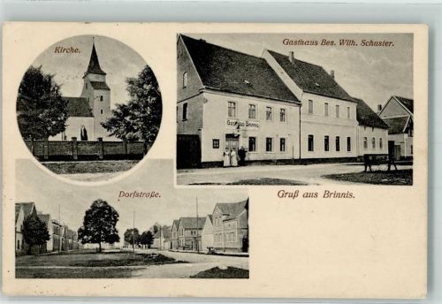 Brinnis 1921 Kirche Gasthaus Wilh. Schuster Dorfstraße