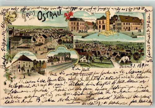 Ostrau 1900 Gasthaus Zum wilden Mann Bahnhof Bismarckplatz Gasthaus Zur goldenen Taube