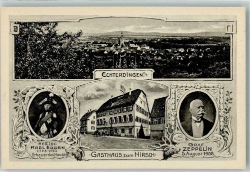 70771 W7022 Echterdingen - Herzog Karl Eugen Graf Zeppelin Gasthaus Zum Hirsch