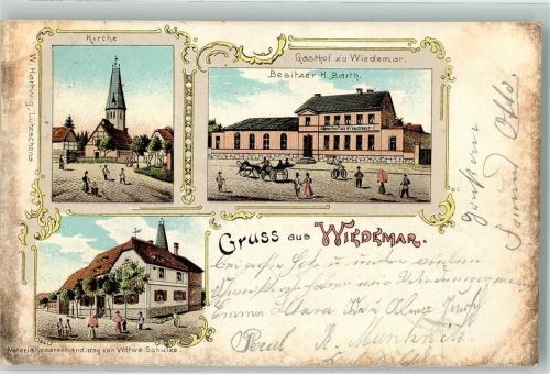 Wiedemar Kirche Gasthaus H. Barth Materialwarenhandlung Witwe Schulze