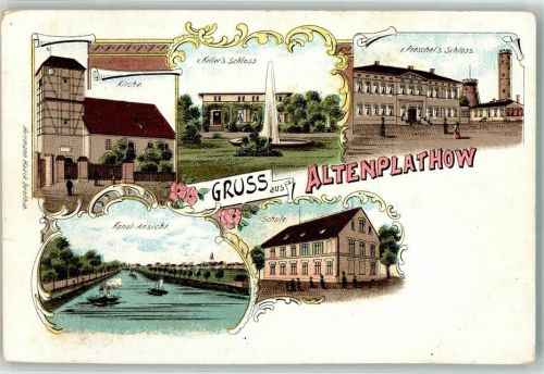 Altenplathow Kirche Kanal Schule v. Keller's Schloss v. Pieschel's Schloss
