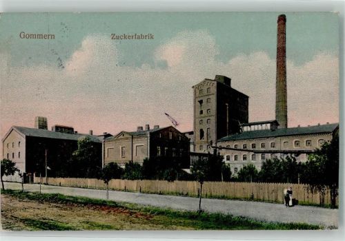 Gommern 1913 Zuckerfabrik Bahnpost Magdeburg - Zerbst - Leipzig Zug 402