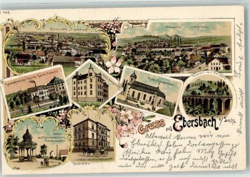 Ebersbach 1901 Geschäftsbücher Fabrik Bernh. Clemens Kgl. Amtsgericht Viadukt Hainberg Gemeindeamt Spreequelle Bahnpost Dresden - Bischofswerda - Zittau Zug 852