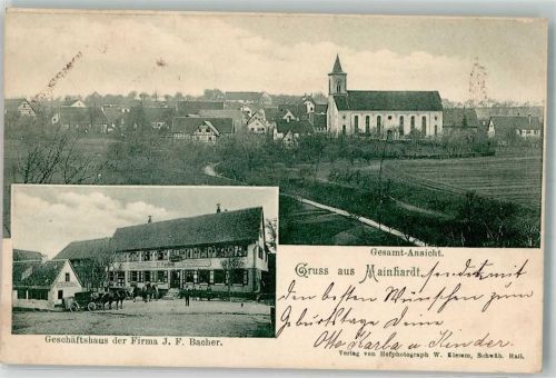 74523 W7173 Mainhardt - Geschäftshaus Bacher Kutsche Kirche