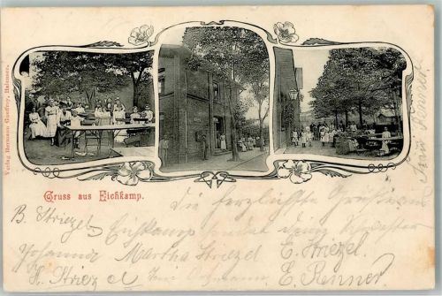 Grünau 1902 Gasthaus Eichkamp Gartenwirtschaft Ort lt. Stempel