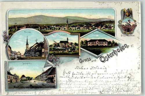 Osterhofen 1898 Vorstadt Kloster Damenstift Krankenhaus Stadtplatz Stadtwappen