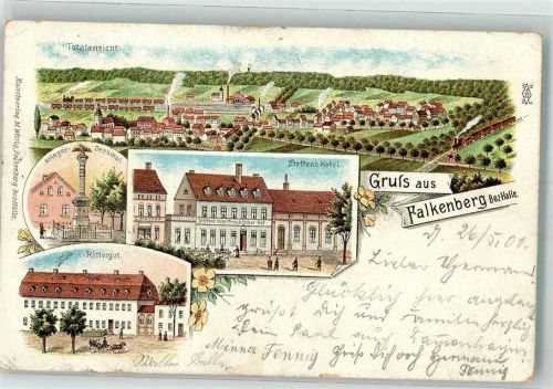Falkenberg 1901 Rittergut Kriegerdenkmal Hotel Steffen