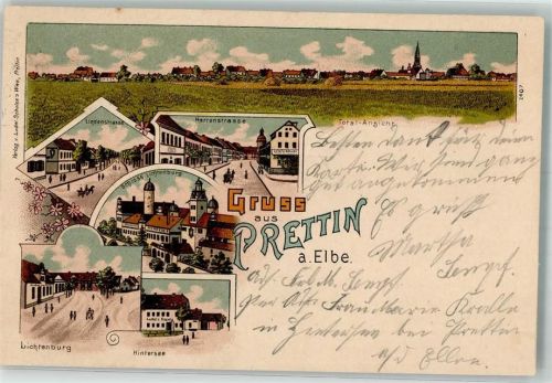 Prettin 1901 Herrenstraße Hintersee Gasthaus zum Rössle Schloß Lichtenburg