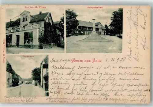 31188 W3201 Holle b Hildesheim 1899 - Dorfstraße Kaufhaus Wiesen Kriegerdenkmal