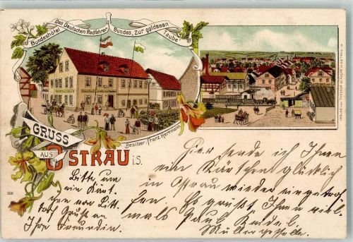 Ostrau 1900 Gasthaus Zur goldenen Taube Bundeshotel des Deutschen Radfahrer Bundes Franz Herrmann