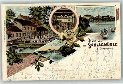 Strausberg 1899 Gasthaus Schlagmühle Mühlenteich Schwanenteich