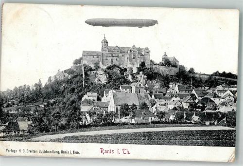 Ranis 1915 Zeppelin über Schloß Ranis