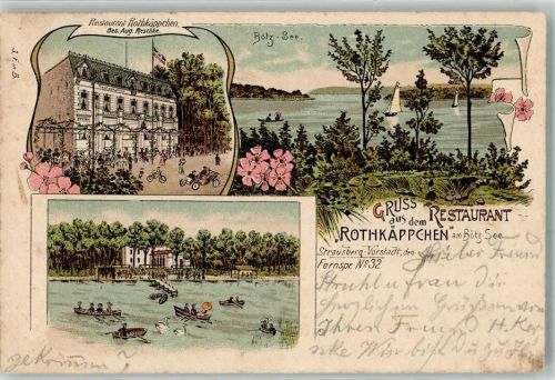 Strausberg 1904 Gasthaus Rothkäppchen Aug. Reschke Bötzsee Ruderboote
