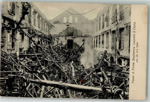 Seifhennersdorf 1909 Brand der Firma Stephanus Leipnitz & Comp. 29. Juli 1909 Ort lt. Fotograf