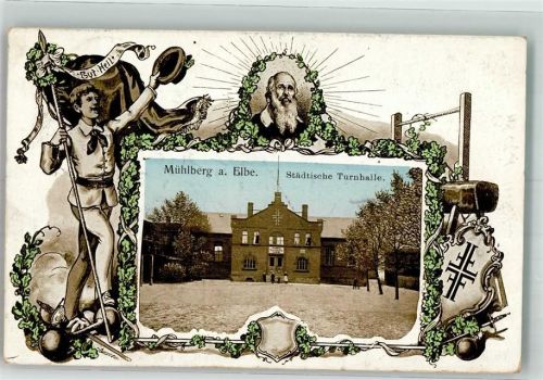 Mühlberg 1914 29. Gauturnfest Niederelbe-Gaues Turner Turnvater Jahn Städtische Turnhalle