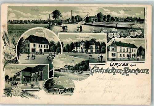 Rackwitz 1903 Güntheritz Gasthaus Wagner Villa Oberländer Villa Föhring Gasthaus Fürst Blücher Schule Bahnhof