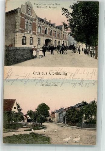 Großthiemig 1915 Ortranderstraße Gänse Gasthaus zum wilden Mann