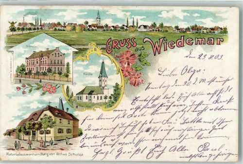 Wiedemar 1903 Schule Kirche Materialwarenhandlung Witwe Schulze