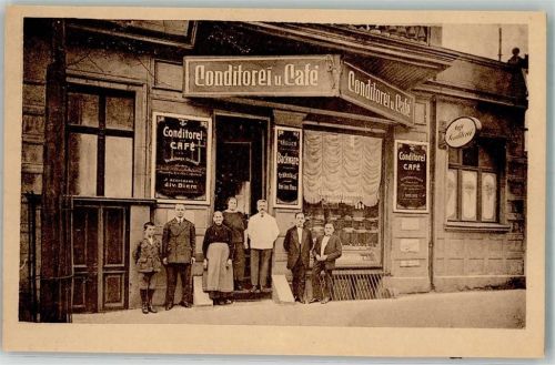 10115 O1190 Niederschöneweide Foto AK Conditorei-Cafe Gerczembeck Emailleschilder