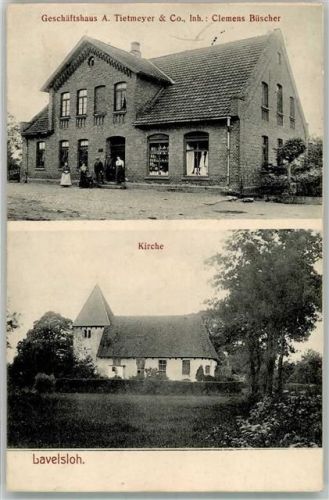 Lavelsloh 1915 Geschäftshaus A. Tietmeyer & Co. Dorfkirche