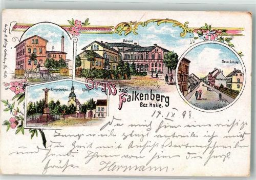 Falkenberg 1899 Bahnhof Neue Schule Molkerei Falkenberg Kriegerdenkmal