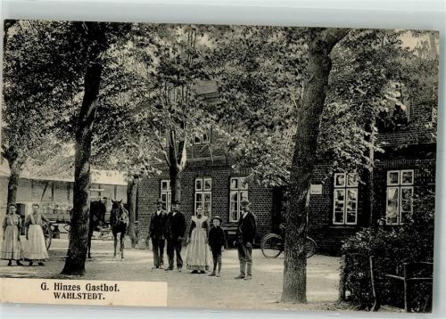 23812 W2362 Wahlstedt 1915 Foto AK Gasthaus Hinze Fuhrwerk Fahrrad
